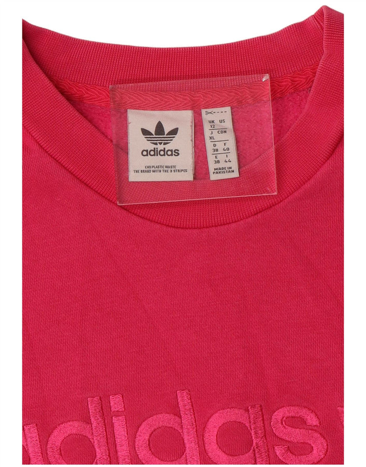 Pulover adidas pentru femei grafic supradimensionat UK 12, roz mediu