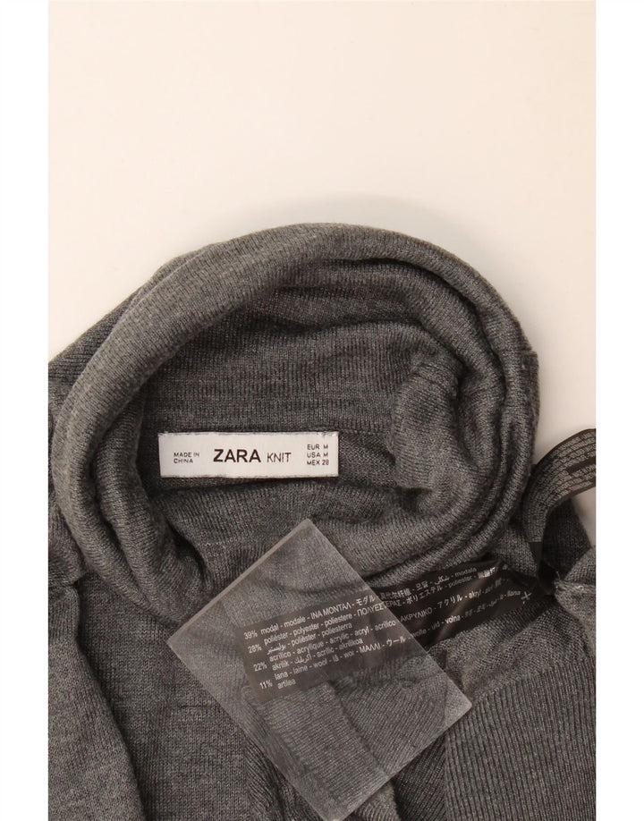 Pulover pentru femei cu gât rulat Zara UK 14 Gri mediu Modal