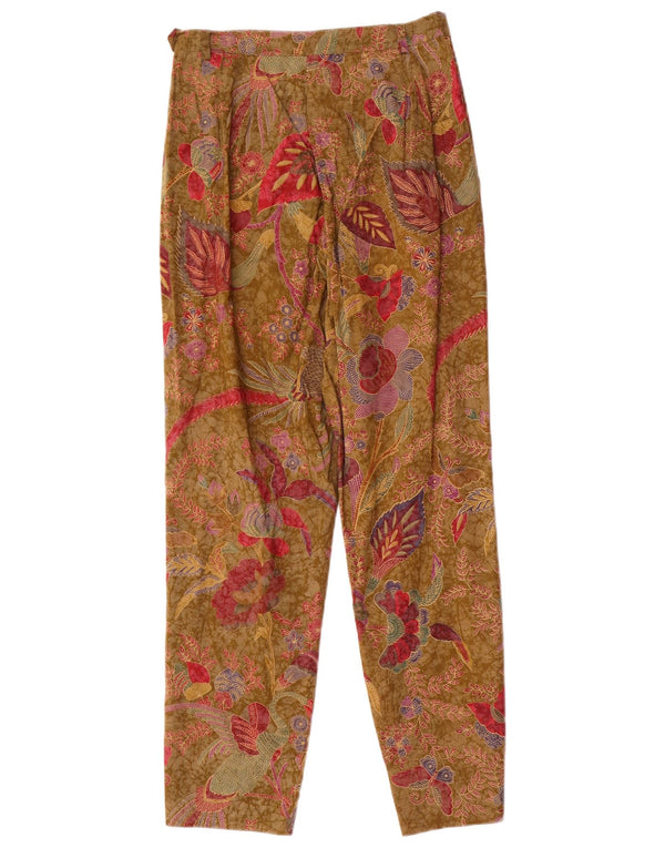 Blues Club Pantaloni casual conici pentru femei UK 12 Medium L26 L27 Bej Floral