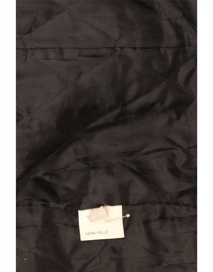 Palton din piele vintage pentru femei UK 14 Medium Black