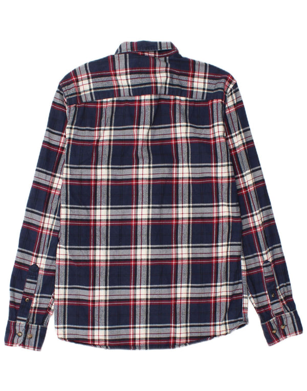 Jack & Jones Mens Flannel Shirt XS Navy Blue Check Cotton