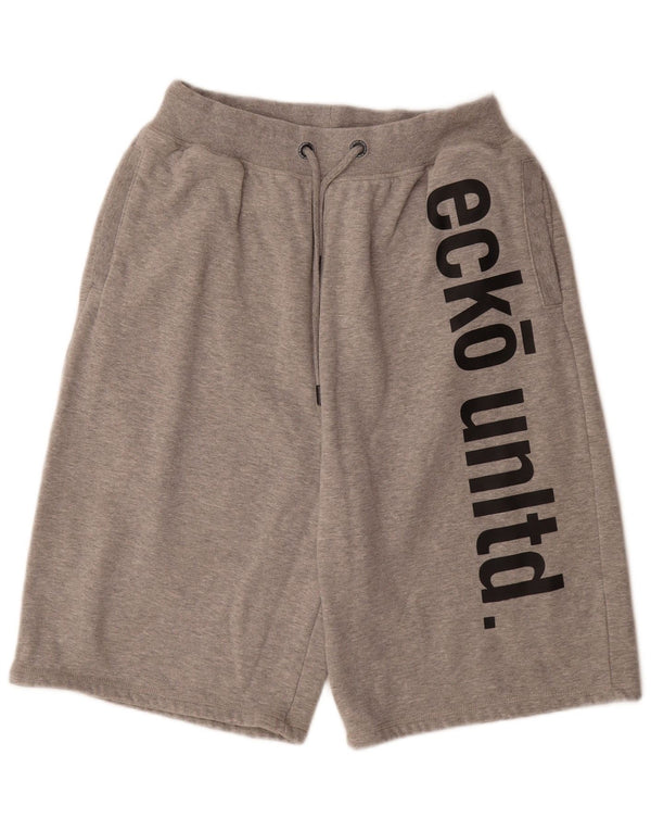 Pantaloni scurti sport grafic Ecko Unltd pentru femei UK 22 3XL bumbac cu pete gri