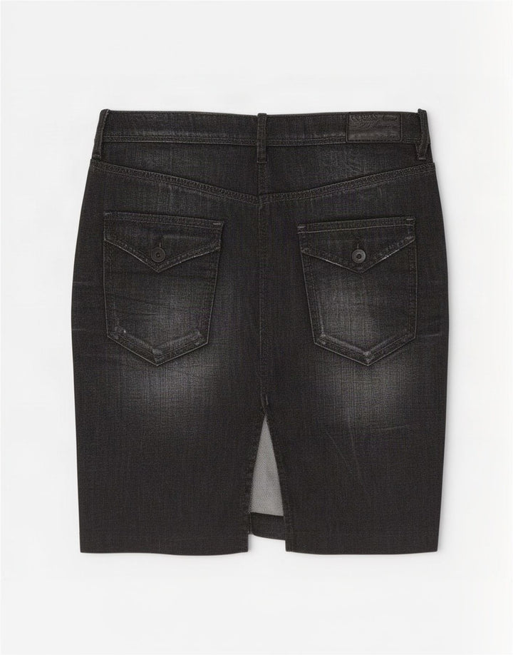 Fusta de blugi pentru femei Guess W27 Small Black Bumbac