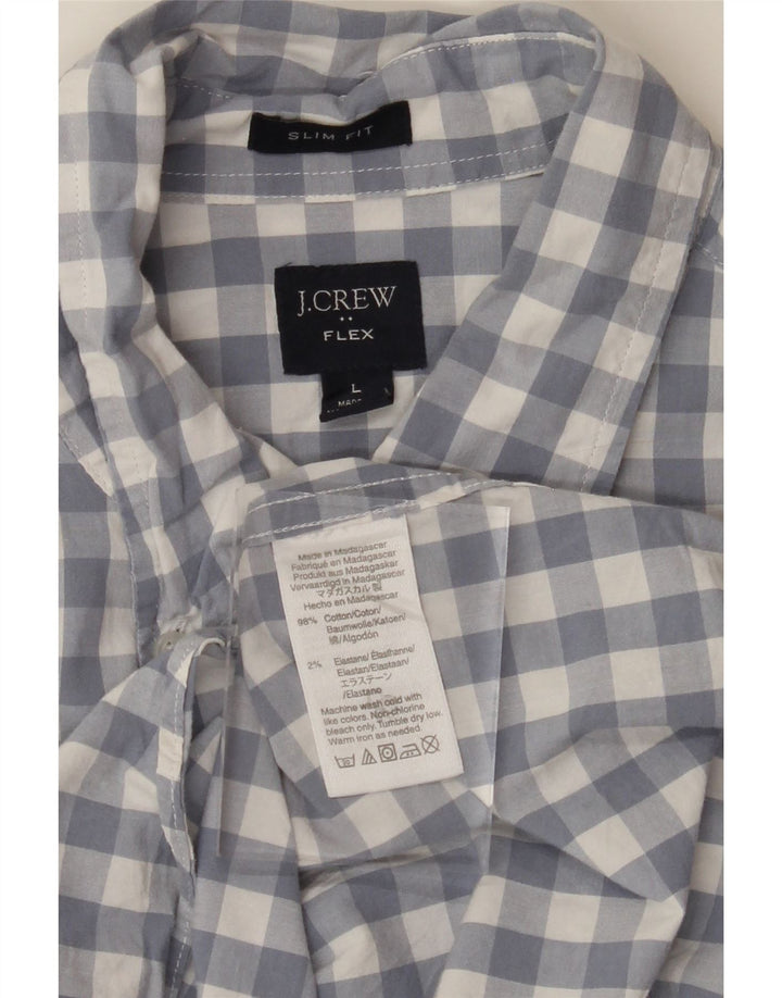 J. CREW Mens Flex Slim Fit Shirt Large Blue Gingham Cotton Vintage J. Crew and Second-Hand J. Crew from Messina Hembry 