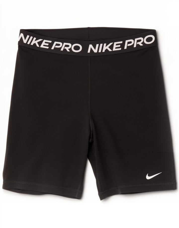 Pantaloni scurți sport Nike Dri Fit Graphic pentru femei UK 12 Poliester mediu negru