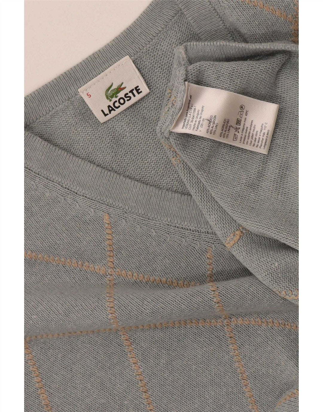 Pulover pentru bărbați Lacoste cu decolteu în V, mărime 5, mare, albastru, acrilic/diamond argyle