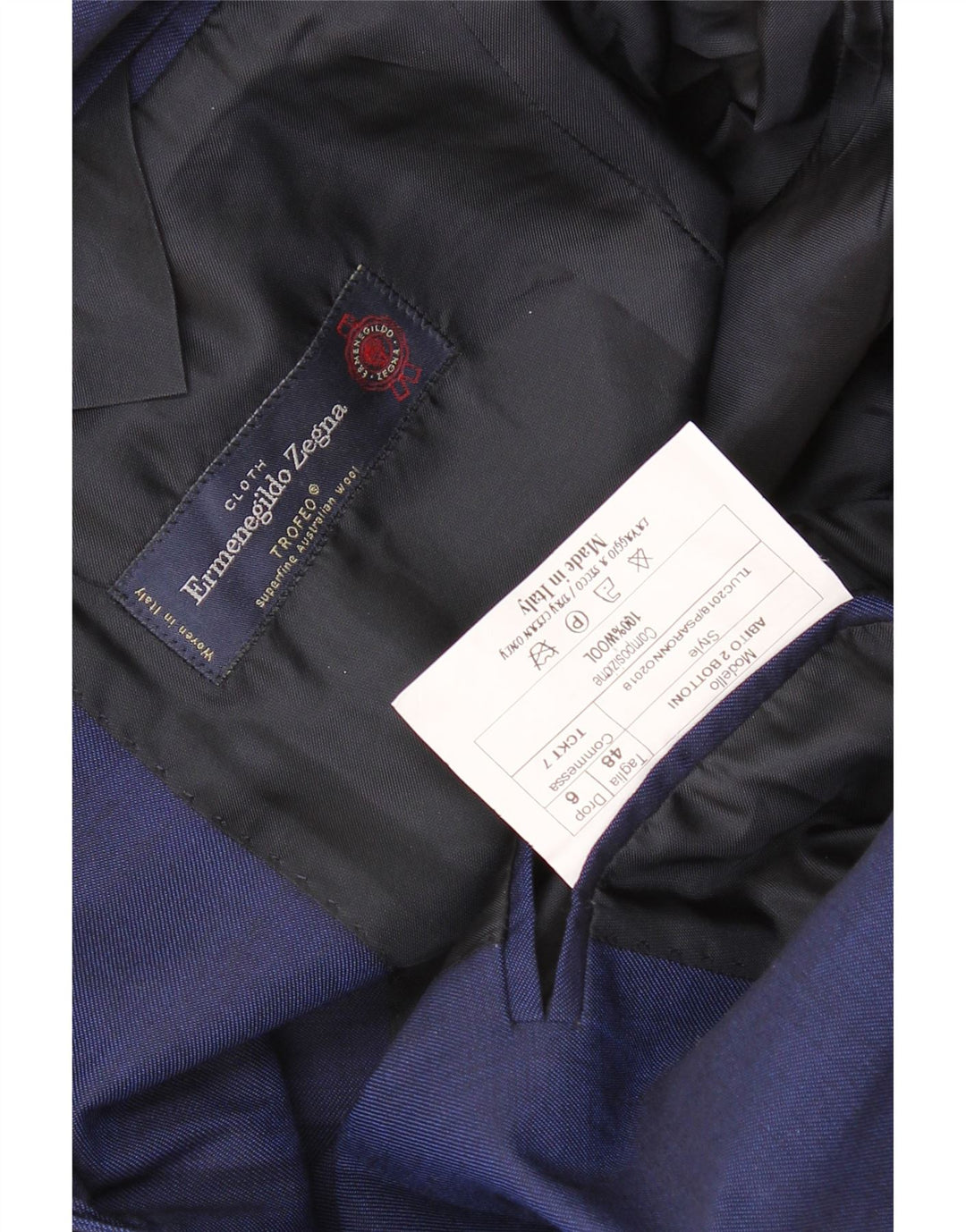 Costum 2 piese pentru bărbați Ermenegildo Zegna IT 48 Medium W28 L28 Bleumarin Clasic