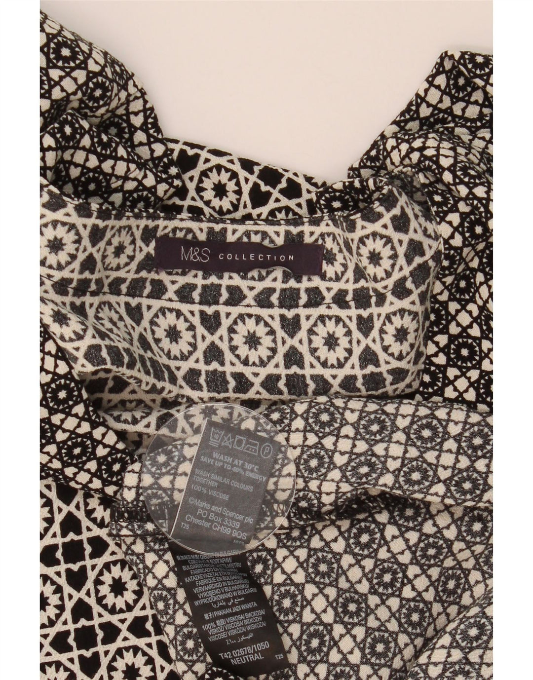 MARKS & SPENCER Rochie schimbătoare pentru femei UK 14 mare, neagră, geometrică, viscoză