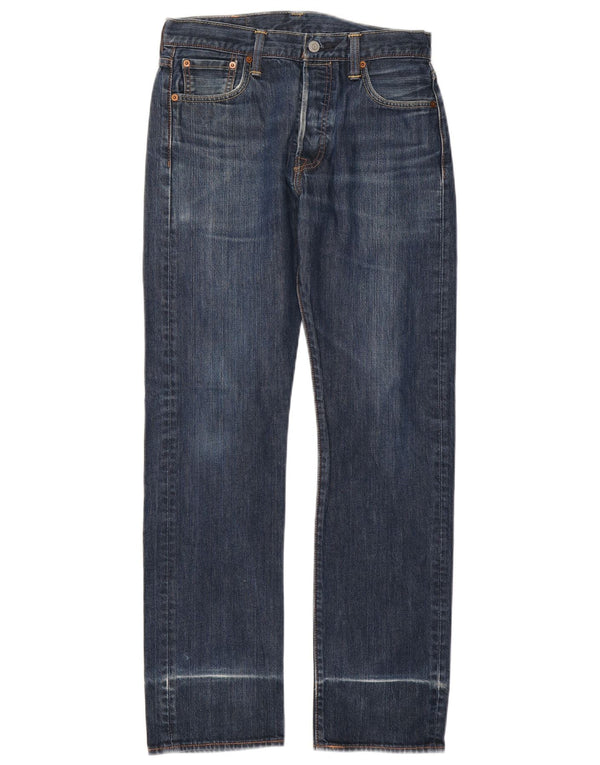 Blugi drepti pentru bărbați LEVI'S 501 L30 L32 Bumbac bleumarin
