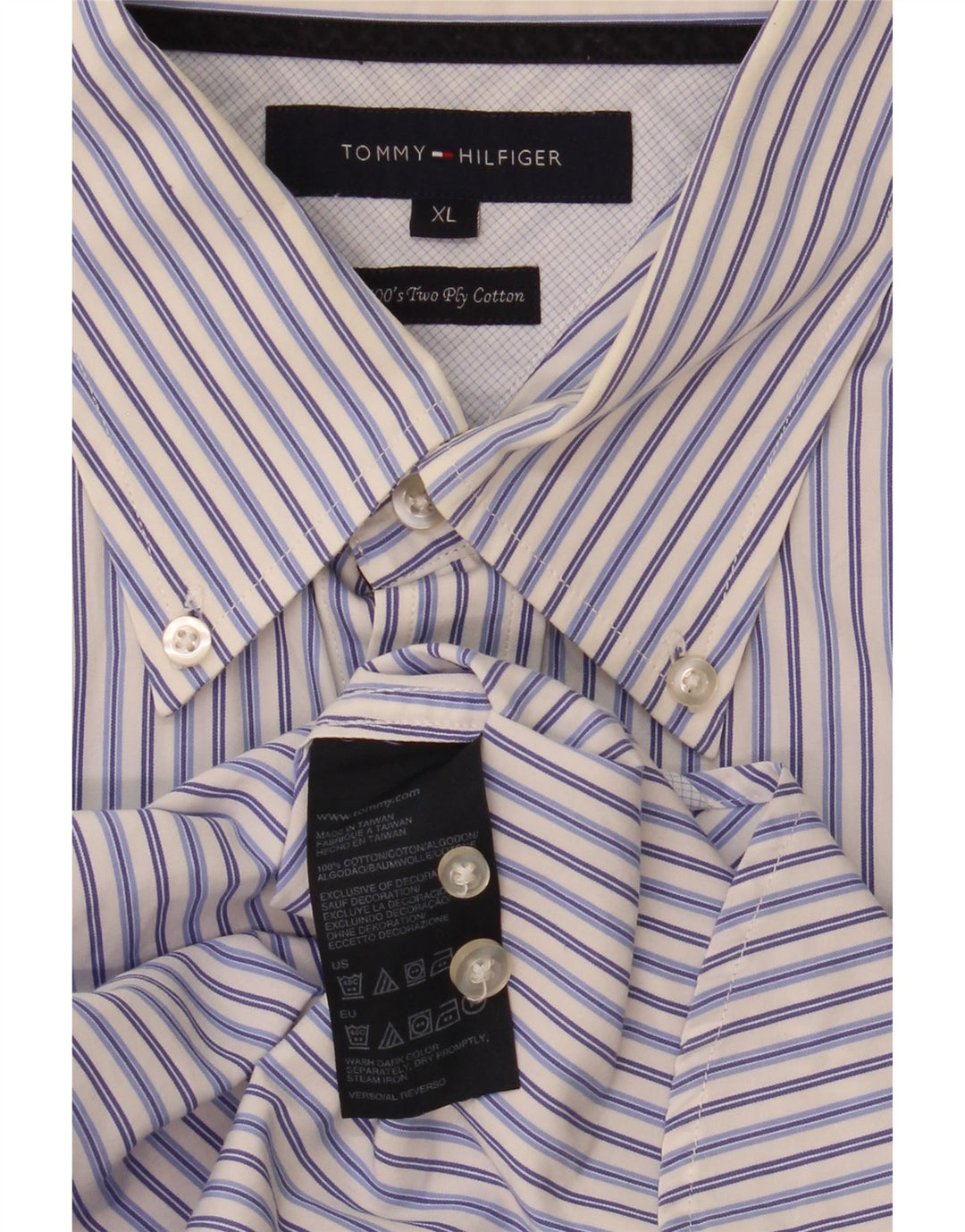Cămașă pentru bărbați Tommy Hilfiger XL, bumbac cu dungi albastre