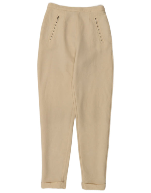 Max Mara Pantaloni casual subțiri cu talie înaltă pentru femei UK 10 Small W26 L30 Bej