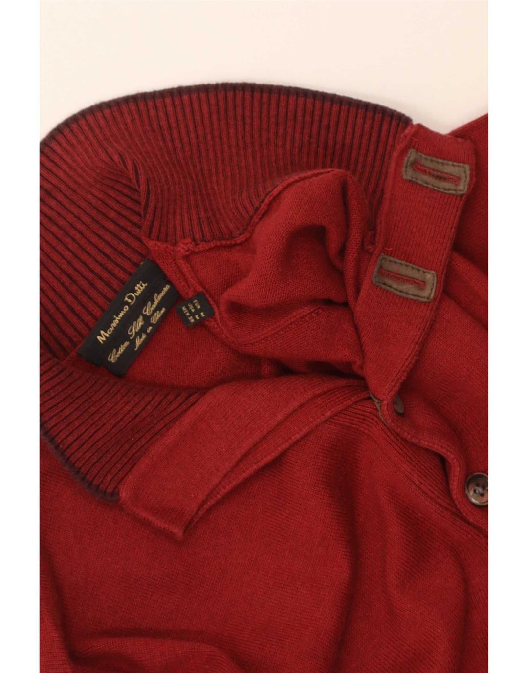 Pulover Massimo Dutti pentru bărbați, cu gât cu nasturi, bumbac maro mediu