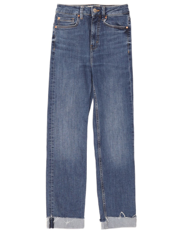 Marks & Spencer Blugi drepti pentru femei cu talie mare UK 6 XS W24 L26 albastru bumbac