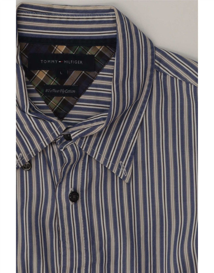 Cămașă pentru bărbați Tommy Hilfiger, bumbac cu dungi mari, albastre