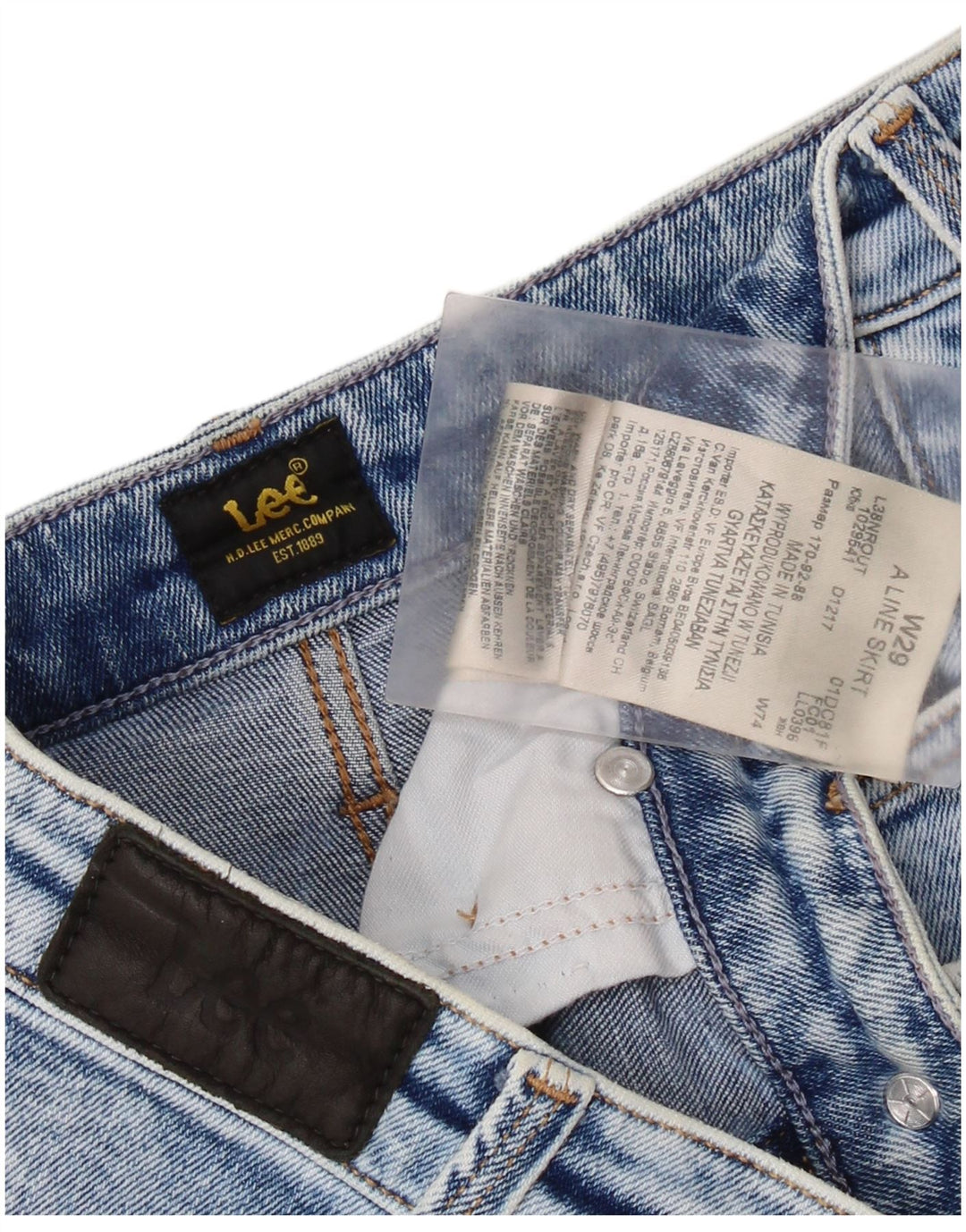 Fustă A-Line LEE denim pentru femei W29 bumbac albastru mediu