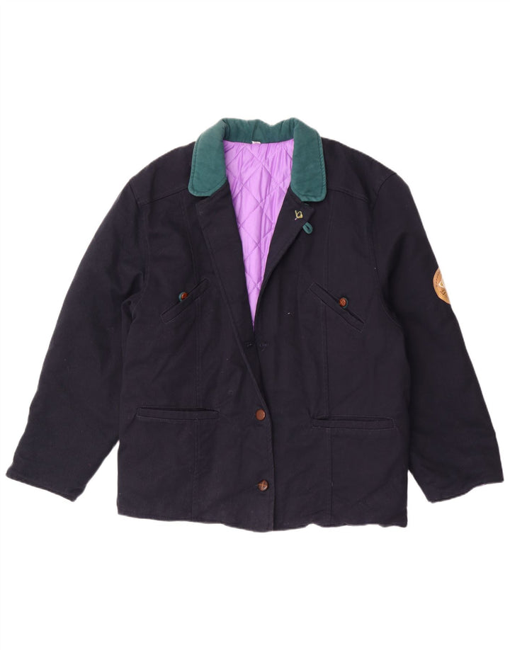 Blazer Vintage pentru femei cu 2 nasturi IT 44 Medium Bleumarin Colorblock