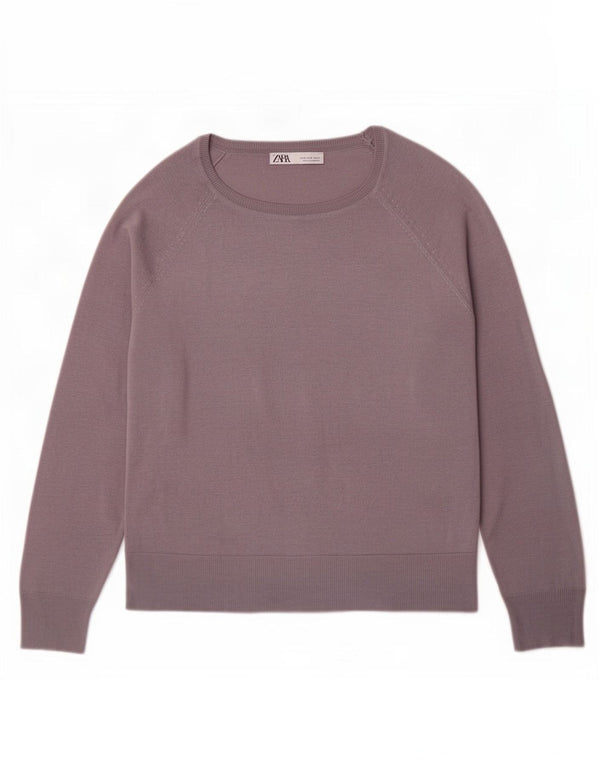 Pulover pentru femeie cu gât de barcă Zara UK 14, gri mediu