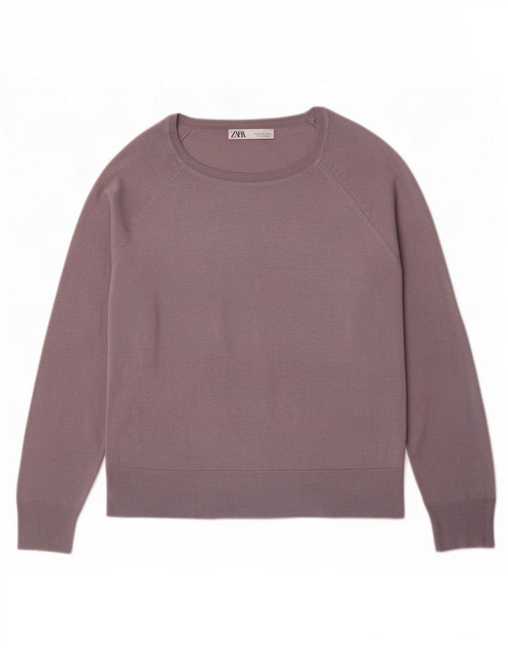 Pulover pentru femeie cu gât de barcă Zara UK 14, gri mediu