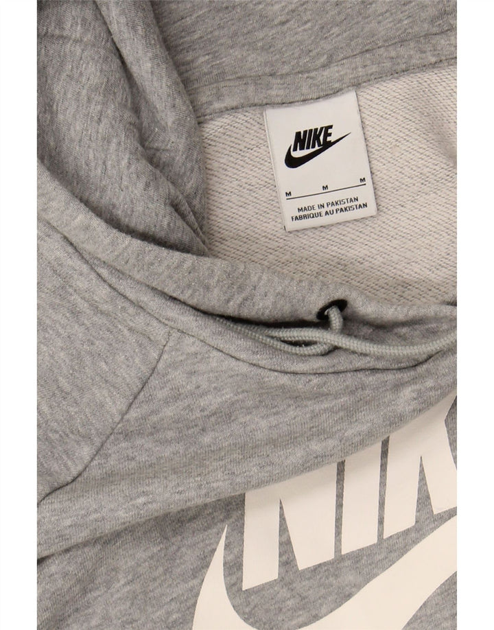 NIKE Mens Graphic Hoodie Jumper Medium Grey Cotton