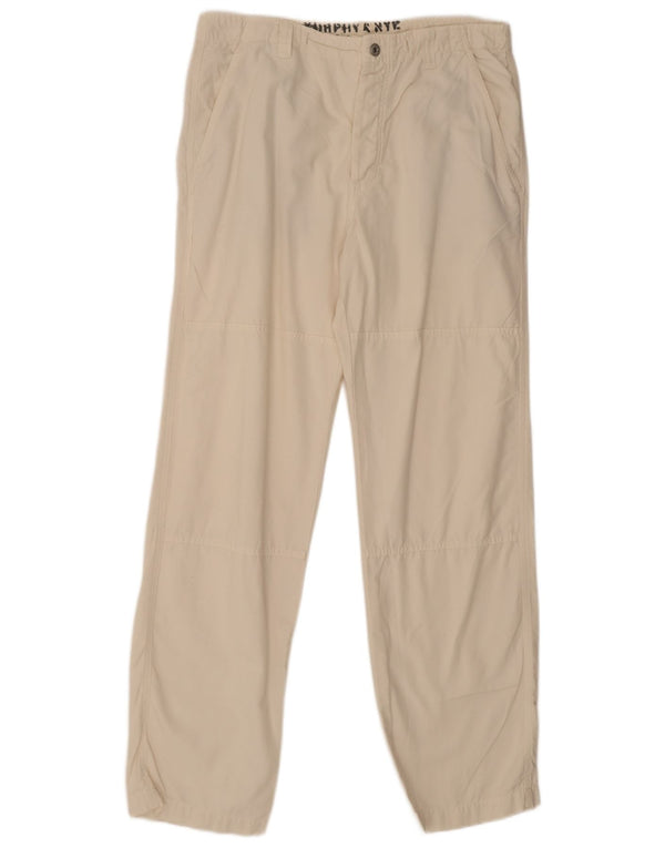 Pantaloni chino drepți pentru bărbați Murphy & Nye, mari L34 L32, bumbac alb