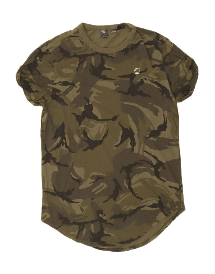 Tricou Bărbați G-STAR Top din bumbac camuflaj verde mediu