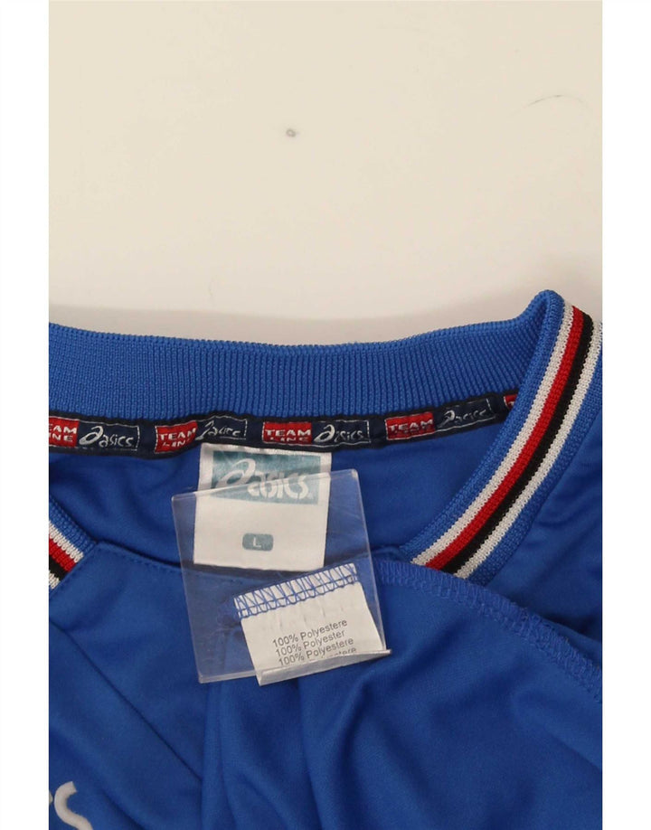 Top grafic Asics pentru bărbați, cu mânecă lungă, poliester mare cu dungi albastre