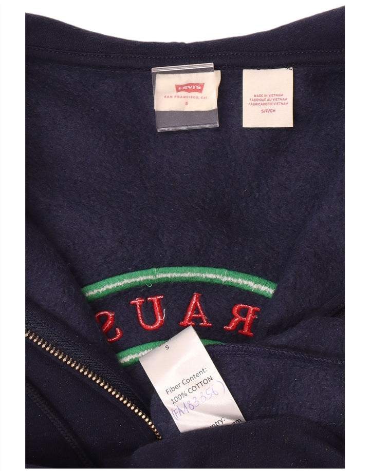 Levi'S Pulover supradimensionat cu capota cu fermoar grafic pentru femei UK 10 Mic bleumarin