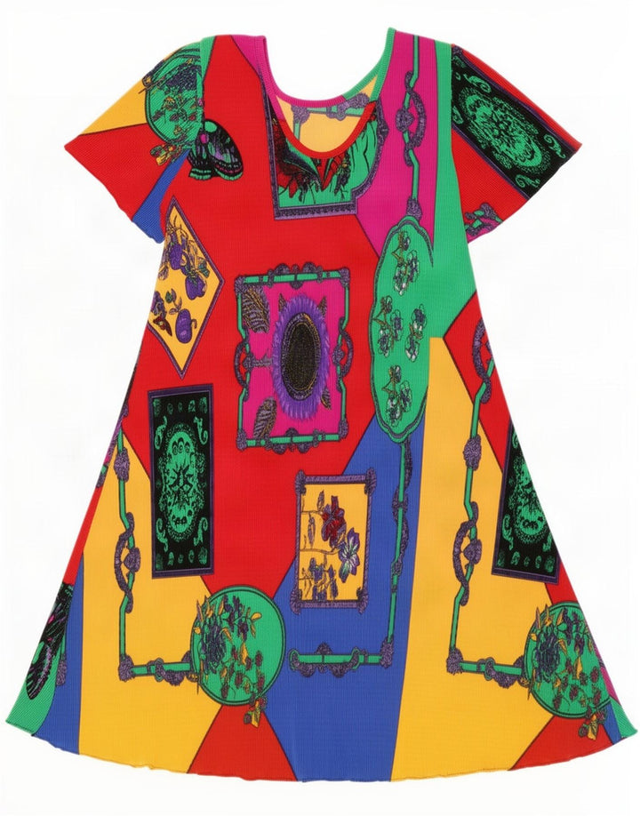 Rochie A-Line Vintage pentru femei UK 12 Medium Multicolor Patchwork