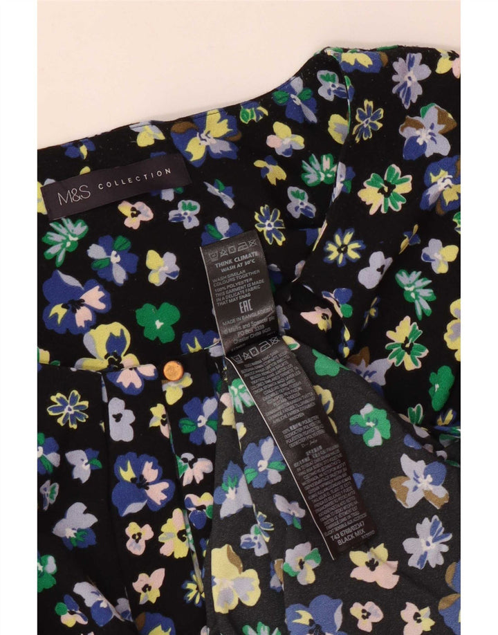Bluză pentru femei Marks & Spencer UK 12 Poliester Floral Negru Mediu