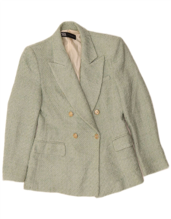 Jachetă Blazer pentru femei ZARA UK 12 verde mediu acrilic