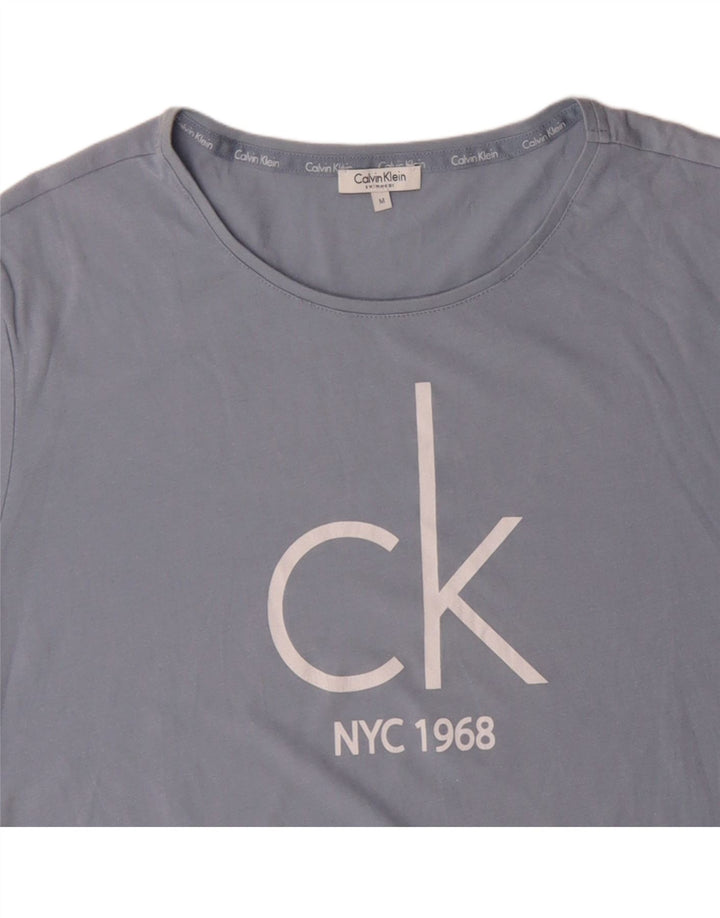 Tricou grafic pentru bărbați CALVIN KLEIN Top din bumbac albastru mediu