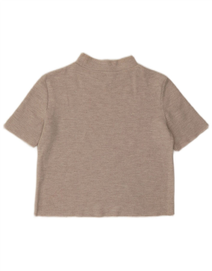 ZARA Womens Crop T-Shirt Top UK 10 Small Off White Polyester
