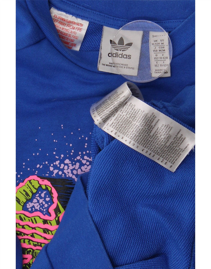 Adidas Băieți Pulover Grafic Pulover 11-12 Ani Crosta Albastru