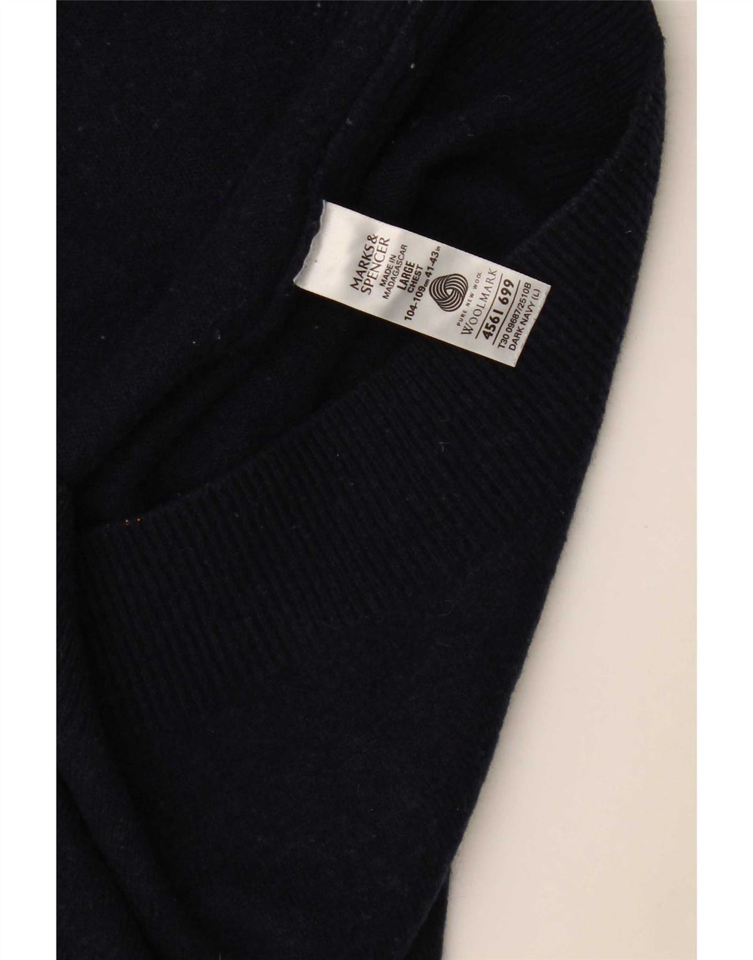 Pulover cu decolteu în V pentru bărbați Marks & Spencer, mare, lână de miel bleumarin