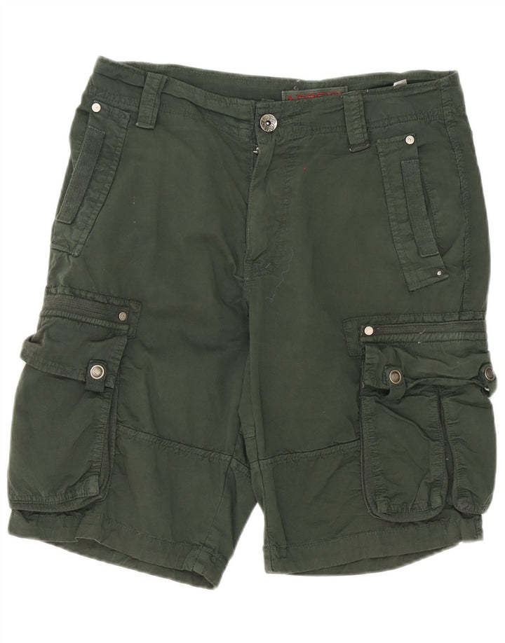 Pantaloni scurti cargo vintage pentru bărbați W34, bumbac verde mare