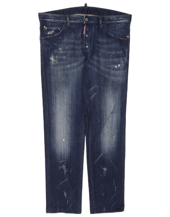 Dsquared2 Blugi subțiri învechiți pentru femei IT 52 2XL W36 L29 Albastru Bumbac