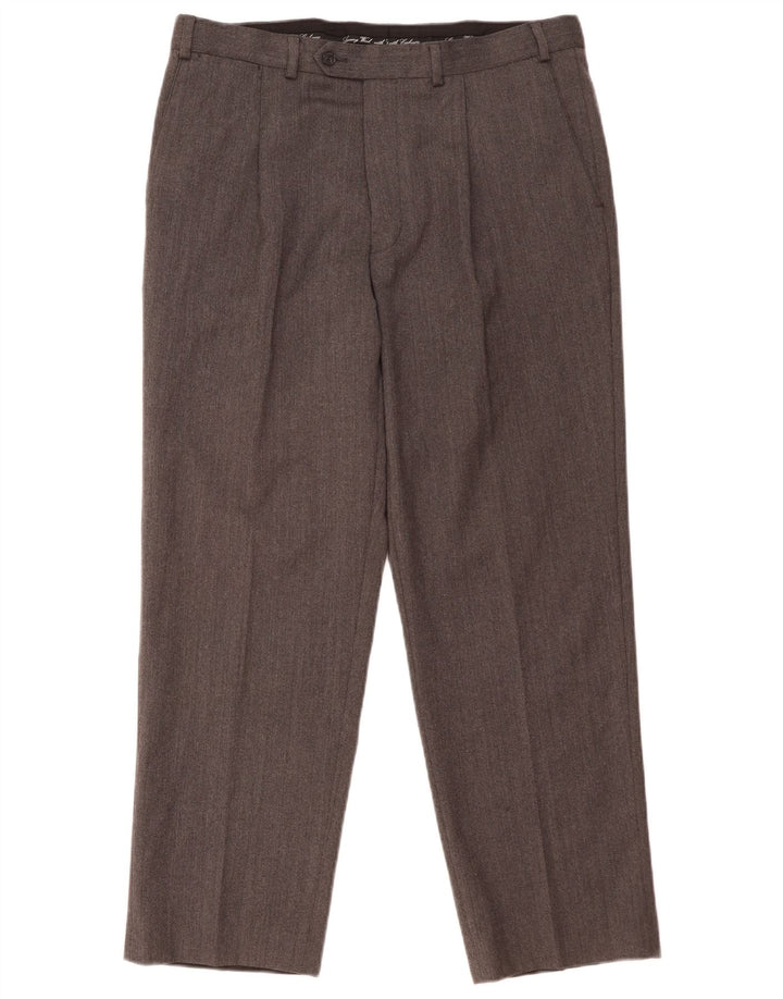 MARKS & SPENCER Pantaloni de costum pentru bărbați L36 L29 Lână gri