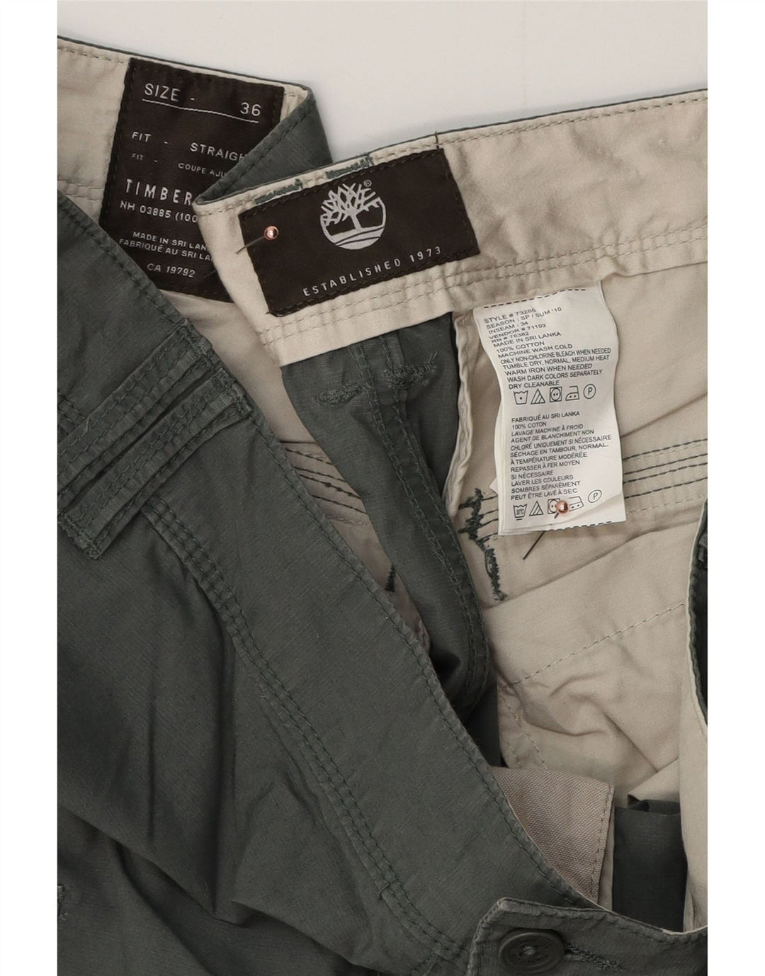Pantaloni cargo drepti pentru bărbați TIMBERLAND L36 L34 bumbac verde