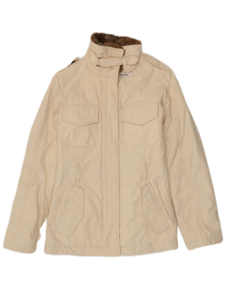 Jachetă militară Woolrich pentru femei UK 6 XS nailon bej