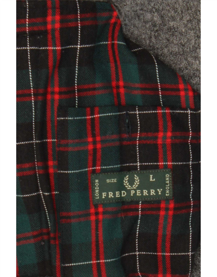 Jachetă duffle tricotată pentru bărbați Fred Perry UK 40 Lână mare, gri
