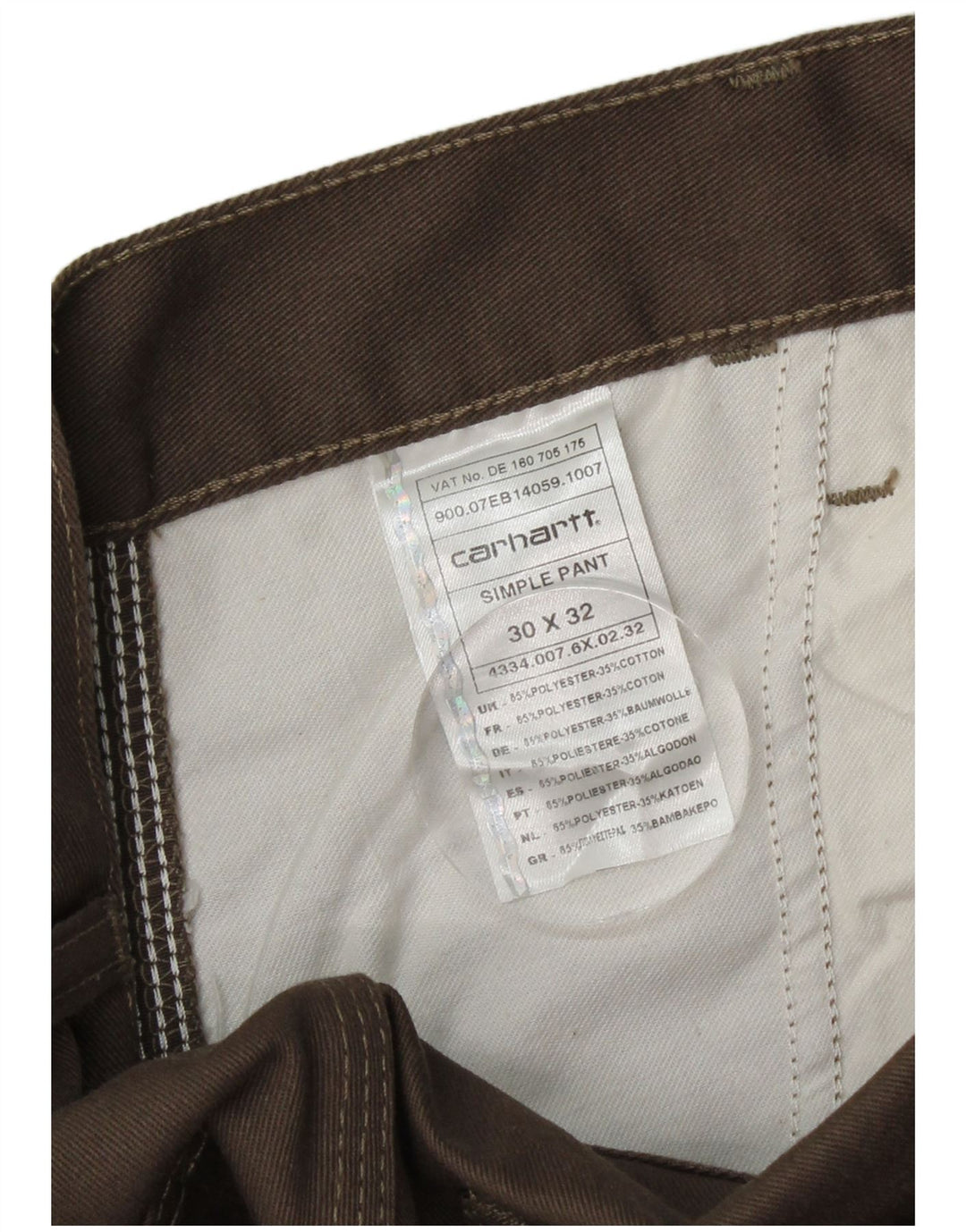 Pantaloni chino drepți pentru bărbați CARHARTT W30 L32 poliester maro