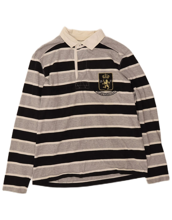 Tricou polo rugby cu mânecă lungă pentru bărbați LOTTO, cu dungi negre medii