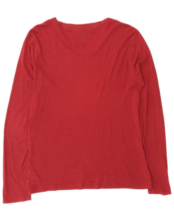 Top pentru bărbați Tommy Hilfiger cu mânecă lungă UK 14 Medium Burgundy Bumbac