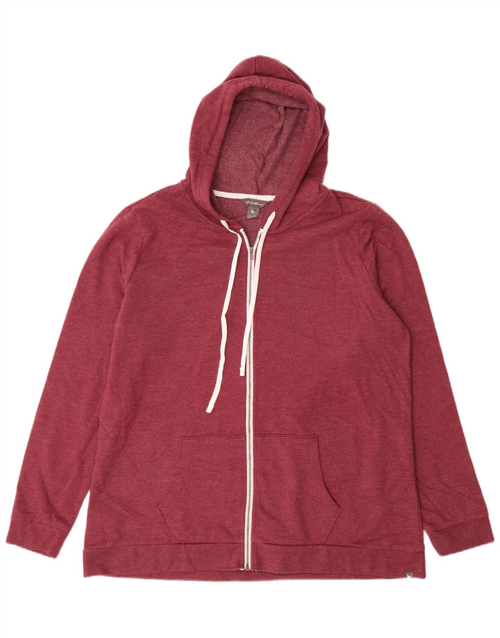 EDDIE BAUER Pulover cu glugă cu fermoar pentru femei UK 18 XL bumbac burgundă