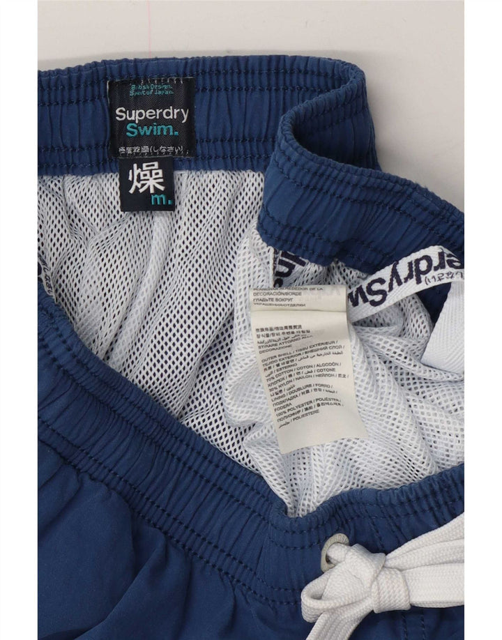 Pantaloni scurți de înot cu grafică Superdry pentru bărbați, bumbac color-bloch, albastru-marin mediu