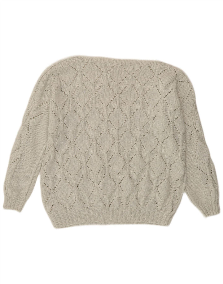 Pulover pentru femei VINTAGE cu gâtul cu barca UK 18 XL alb