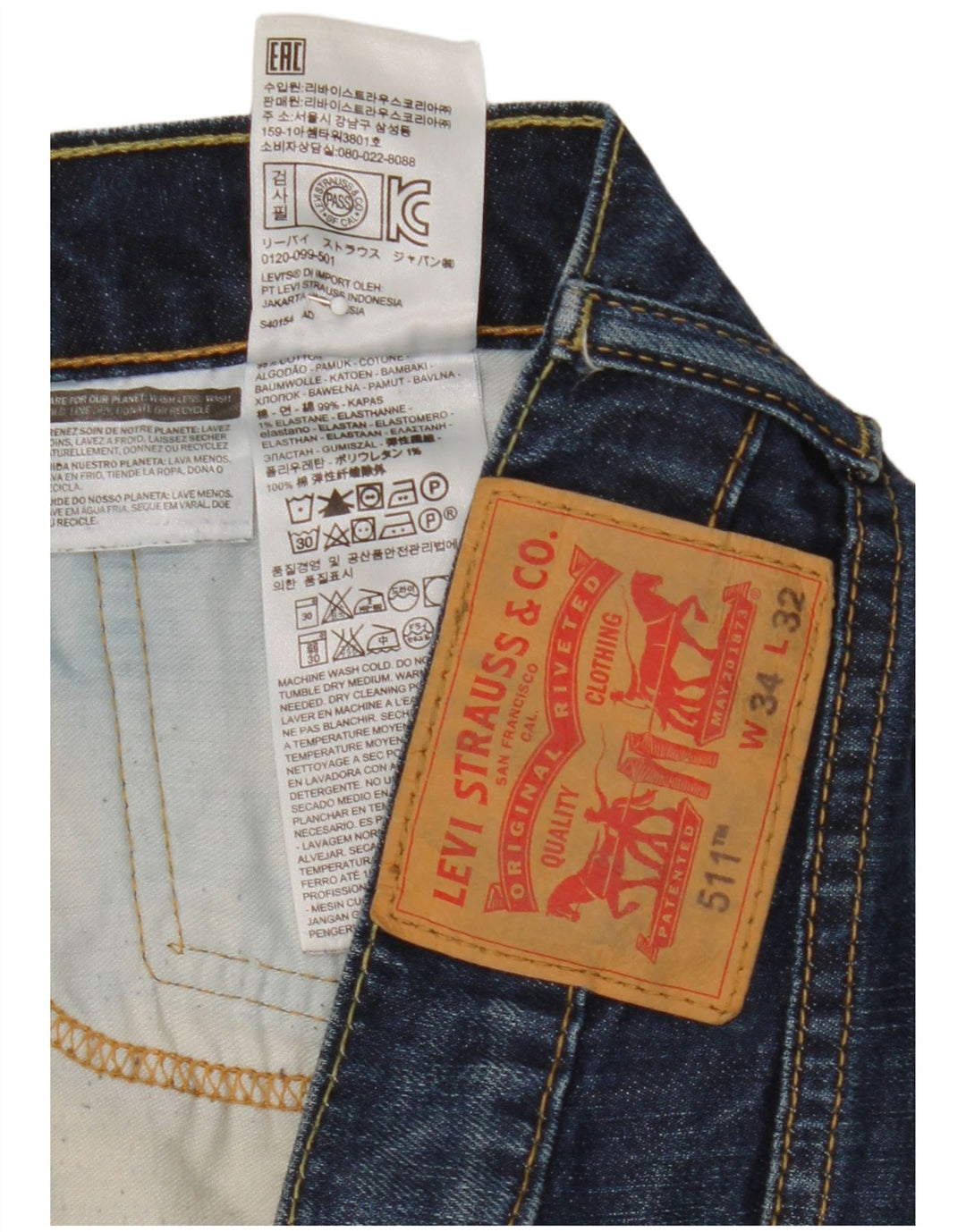 Blugi Levi's 511 Slim pentru femei W34 L32 Bumbac albastru