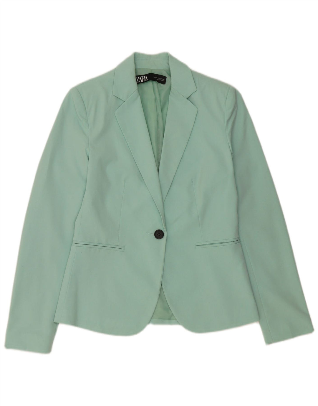 Blazer pentru femei Zara cu 1 nasture EU 34 2XS Poliester turcoaz
