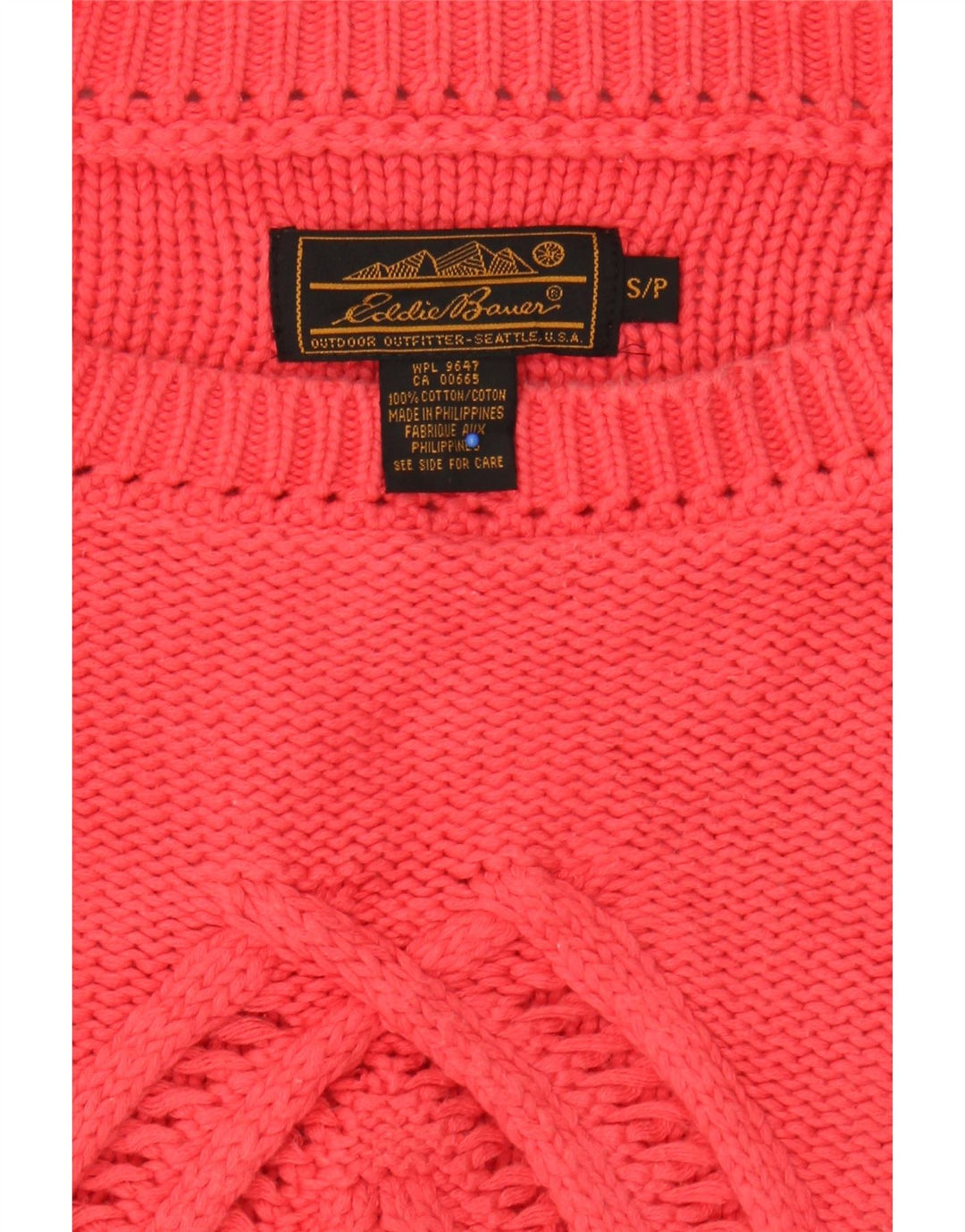 EDDIE BAUER Womens Oversized Boat Neck Jumper Sweater UK 10 Small Pink Vintage Eddie Bauer and Second-Hand Eddie Bauer from Messina Hembry 