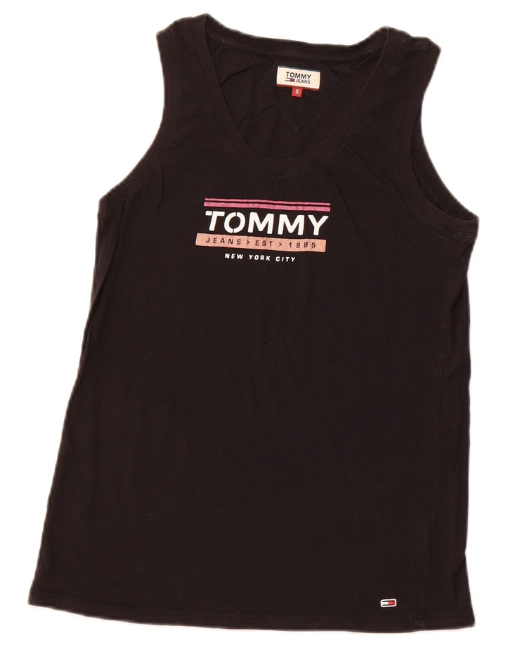 TOMMY HILFIGER Top cu vestă grafică pentru femei UK 8 Small Black